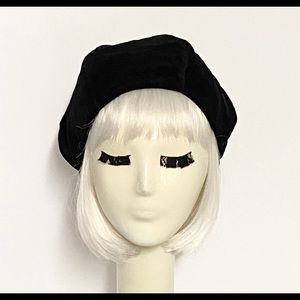 Velvet Black Beret Hat